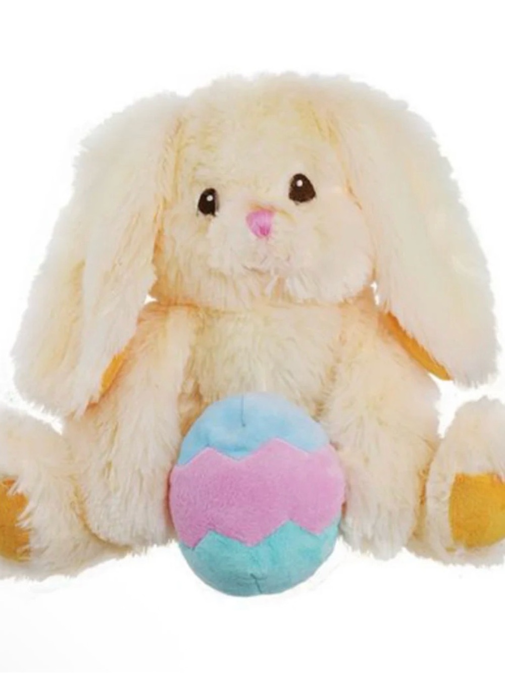 Plush Cream Bunny with Pink Nose & Pastel Egg
